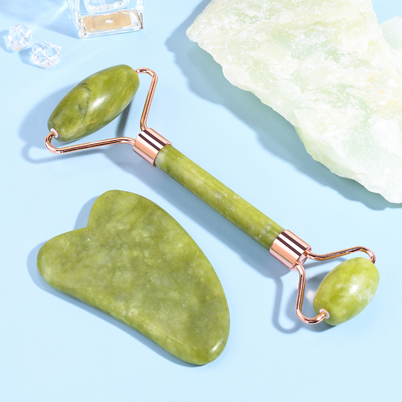 green jade v gua sha set