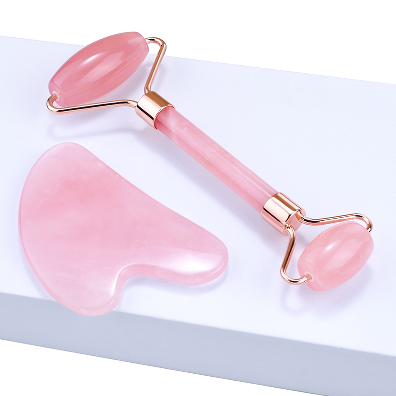 rose quartz finger gua sha roller